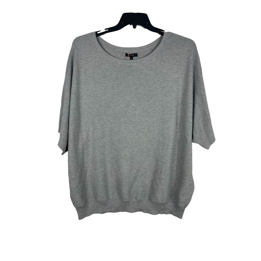 Quince Womens XL Gray Cotton Cashmere Blend Relaxed Short Sleeve Sweater NWT